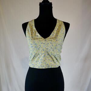 Arizona Jean Co. Yellow and Blue floral halter top